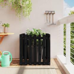 Jardinière avec design de clôture noir 70x70x70 cm pin massif alsavelo