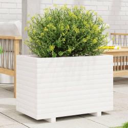 Jardinière blanc 70x40x49,5 cm bois de pin massif alsavelo