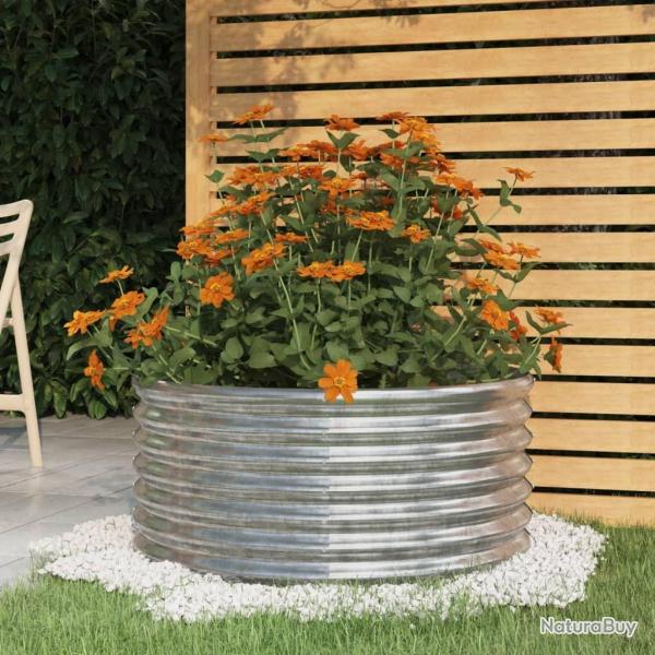 Jardinire de jardin Acier enduit de poudre 80x80x36 cm Argent alsavelo