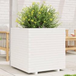 Jardinière blanc 70x70x72 cm bois de pin massif alsavelo