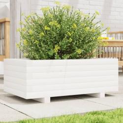 Jardinière blanc 70x40x26,5 cm bois de pin massif alsavelo