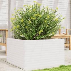 Jardinière blanc 80x80x45,5 cm bois de pin massif alsavelo