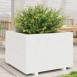 Jardinière blanc 70x70x49,5 cm bois de pin massif alsavelo