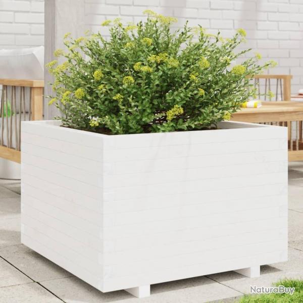 Jardinire blanc 70x70x49,5 cm bois de pin massif alsavelo