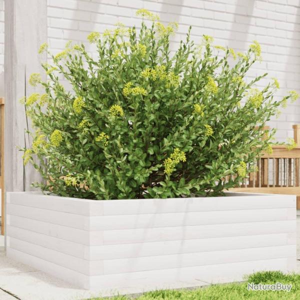 Jardinire blanc 70x70x23 cm bois de pin massif alsavelo