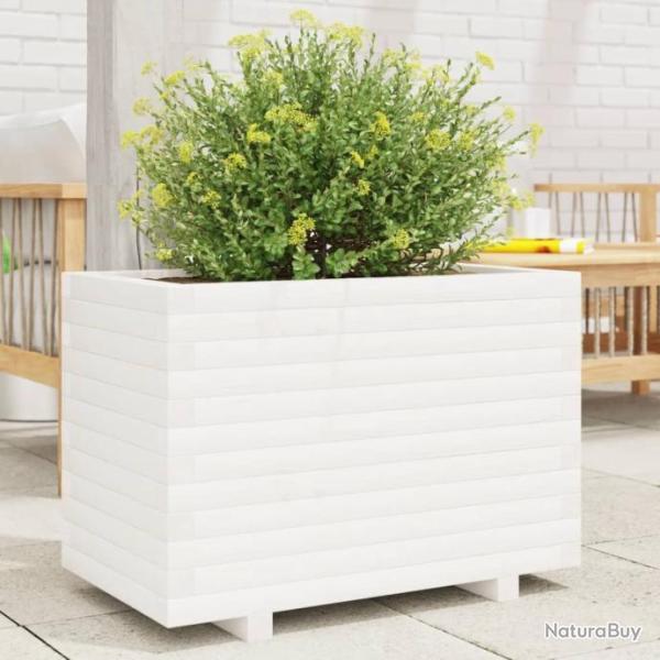 Jardinire blanc 70x40x49,5 cm bois de pin massif