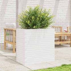 Jardinière blanc 70x40x68,5 cm bois de pin massif alsavelo