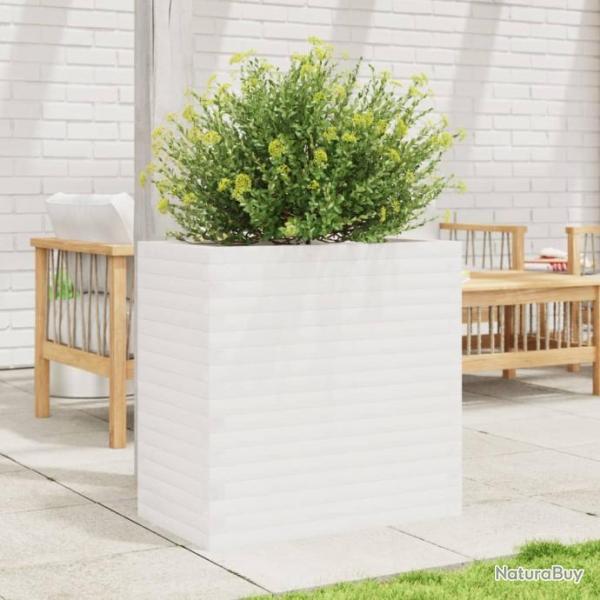 Jardinire blanc 70x40x68,5 cm bois de pin massif