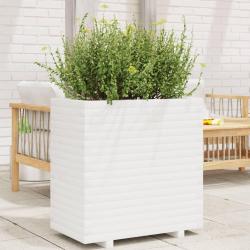 Jardinière blanc 70x40x72 cm bois de pin massif alsavelo