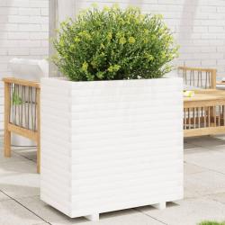 Jardinière blanc 70x40x72,5 cm bois de pin massif alsavelo