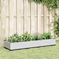Jardinière avec piquets blanc 125x40x28,5 cm PP alsavelo