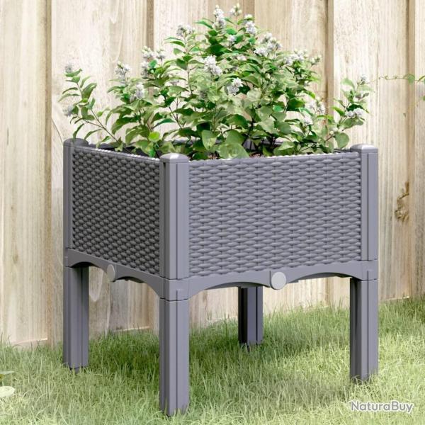 Jardinire avec pieds bleu gris 40x40x42 cm PP alsavelo