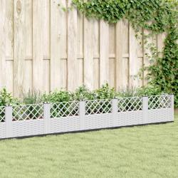 Jardinière avec piquets blanc 363,5x43,5x43,5 cm PP alsavelo