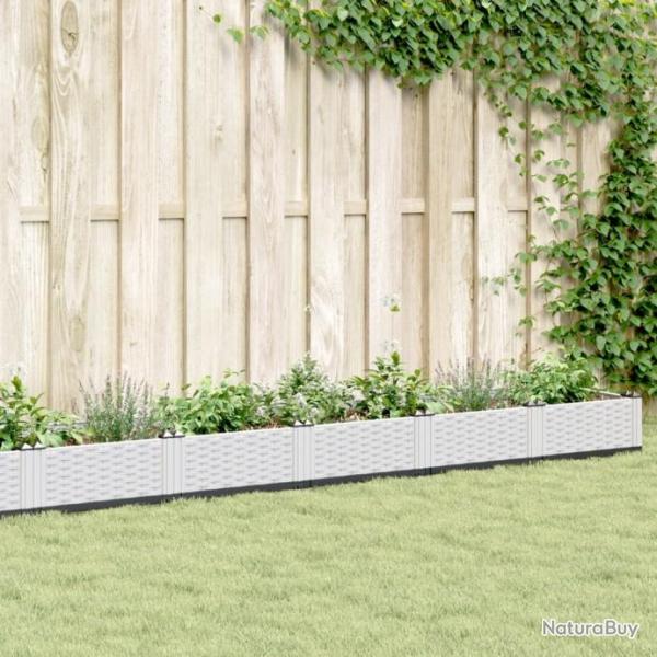 Jardinire avec piquets blanc 362,5x42,5x28,5 cm PP