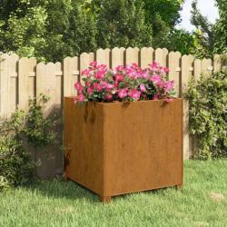 Jardinière avec pieds Rouillé 49x47x50 cm Acier corten alsavelo