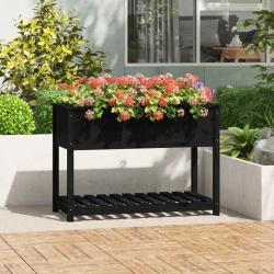 Jardinière avec étagère Noir 111,5x54x81 cm Bois massif de pin alsavelo
