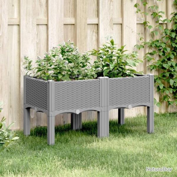 Jardinire avec pieds gris clair 80x40x42 cm PP