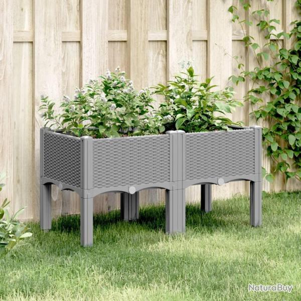 Jardinire avec pieds gris clair 80x40x42 cm PP alsavelo