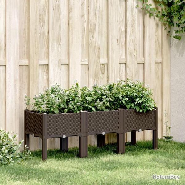 Jardinire avec pieds marron 120x40x42 cm PP alsavelo