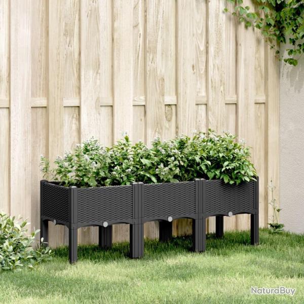 Jardinire avec pieds noir 120x40x42 cm PP alsavelo