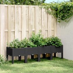 Jardinière avec pieds noir 160x40x42 cm PP alsavelo