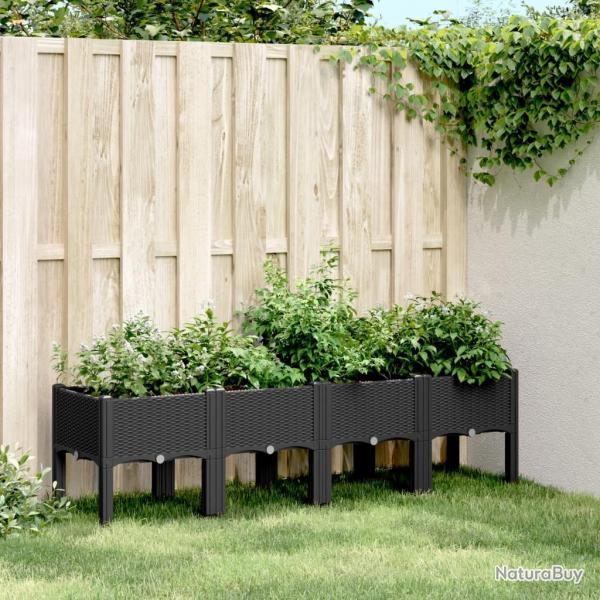 Jardinire avec pieds noir 160x40x42 cm PP alsavelo