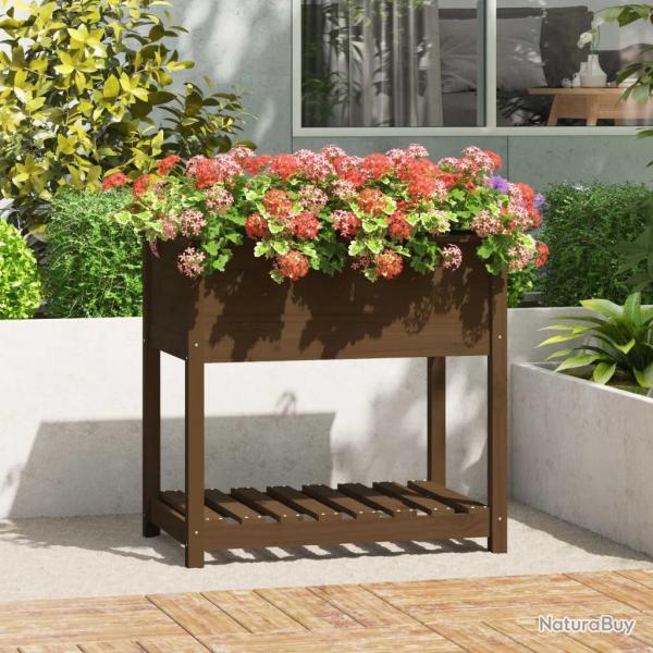 Jardinire avec tagre Marron miel 82,5x54x81 cm Bois de pin alsavelo