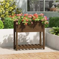 Jardinière avec étagère Marron miel 82,5x34,5x81 cm Bois de pin alsavelo