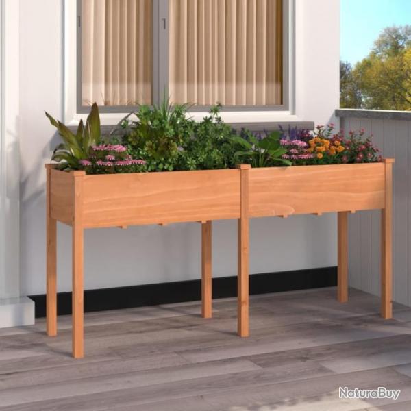 Jardinire avec doublure marron 161x45x76 cm bois massif sapin