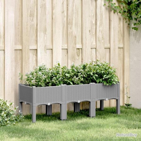 Jardinire avec pieds gris clair 120x40x42 cm PP