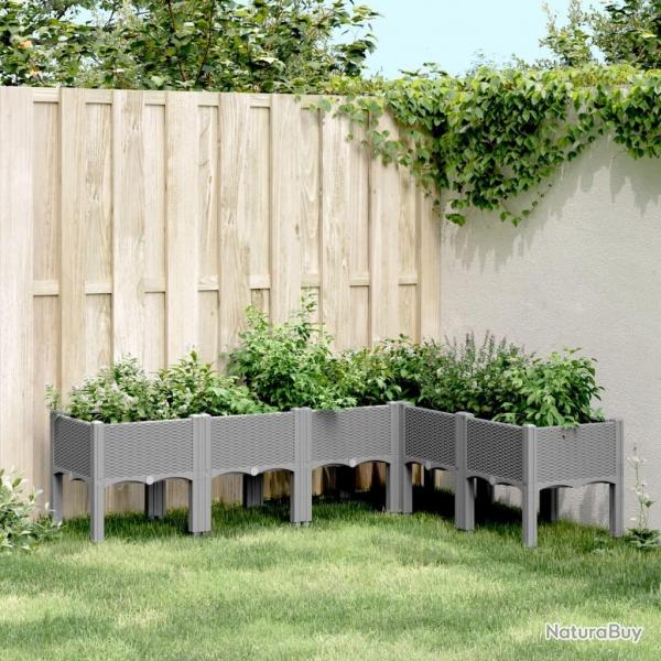 Jardinire avec pieds gris clair 160x120x42 cm PP alsavelo