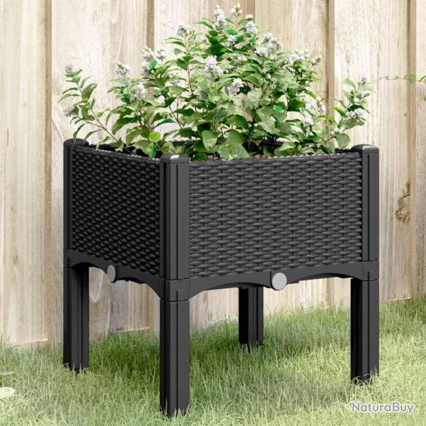 Jardinire avec pieds noir 40x40x42 cm PP alsavelo