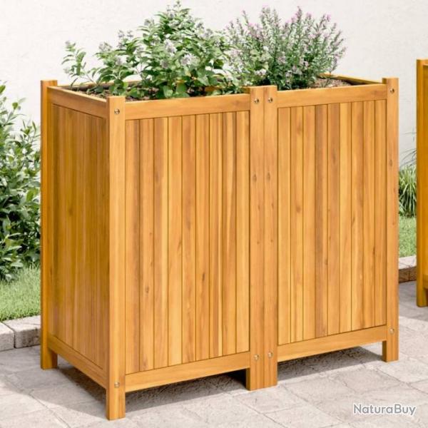 Jardinire avec doublure 84x42x75 cm bois massif d'acacia