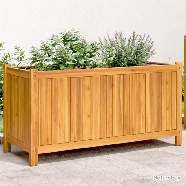 Jardinire avec doublure 99,5x38x50 cm bois massif d'acacia alsavelo