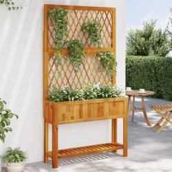 Jardinière avec treillis et étagère bois massif d'acacia alsavelo