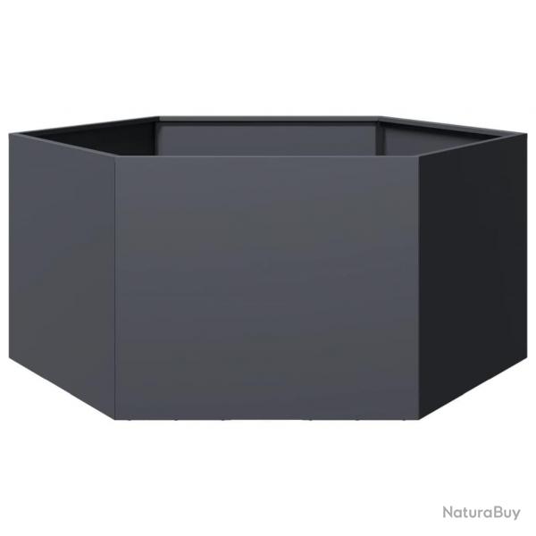 Jardinire anthracite hexagone 104x90x45 cm acier alsavelo