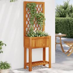 Jardinière avec treillis et étagère bois massif d'acacia alsavelo