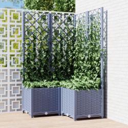 Jardinière avec treillis bleu gris 80x80x136 cm PP alsavelo