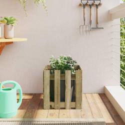 Jardinière avec design de clôture 40x40x40 cm pin imprégné alsavelo