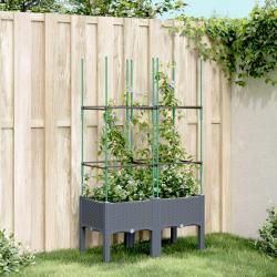 Jardinière avec treillis bleu gris 80x40x142,5 cm PP alsavelo