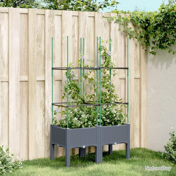 Jardinire avec treillis bleu gris 80x40x142,5 cm PP alsavelo