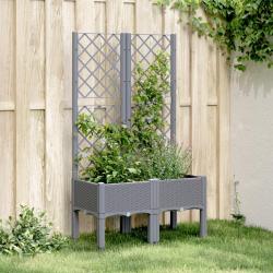 Jardinière avec treillis bleu gris 80x40x142 cm PP alsavelo