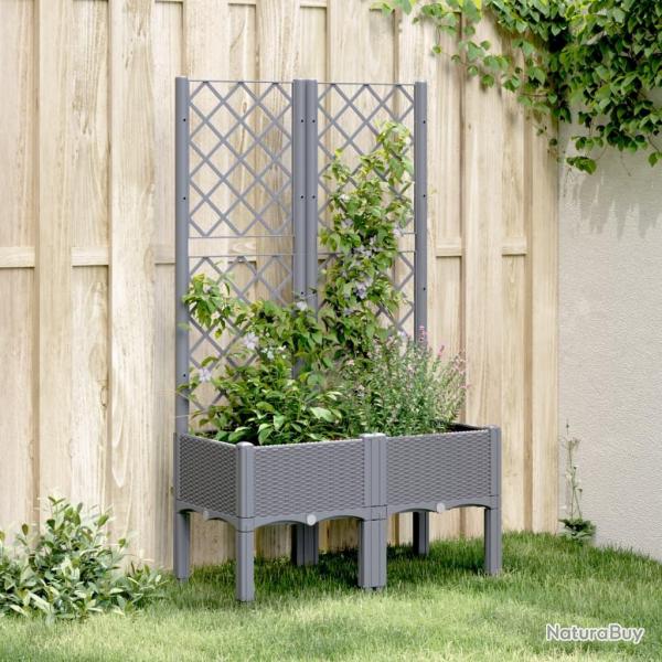 Jardinire avec treillis bleu gris 80x40x142 cm PP alsavelo