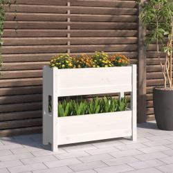 Jardinière Blanc 77x25x66 cm Bois massif de pin alsavelo