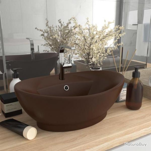 Lavabo ovale  trop-plein Marron fonc mat 58,5x39 cm Cramique alsavelo