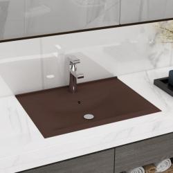 Lavabo avec trou de robinet Marron foncé mat 60x46 cm Céramique alsavelo