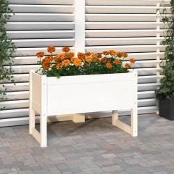 Jardinière Blanc 78x40x52 cm Bois massif de pin alsavelo
