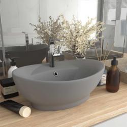 Lavabo ovale à trop-plein Gris clair mat 58,5x39 cm Céramique alsavelo