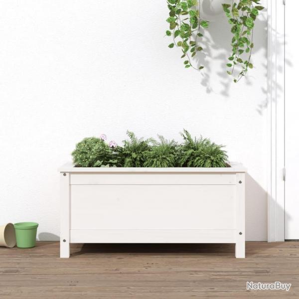 Jardinire blanc 82,5x40x39 cm bois massif de pin alsavelo