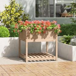 Jardinière avec étagère 82,5x82,5x81 cm Bois massif de pin alsavelo